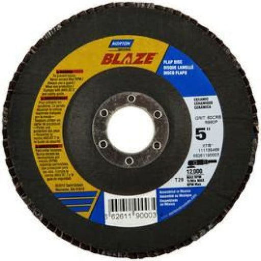 NORTON BLAZE FLAP DISC 125MM 40 GRIT CERAMIC - QWS - Welding Supply Solutions