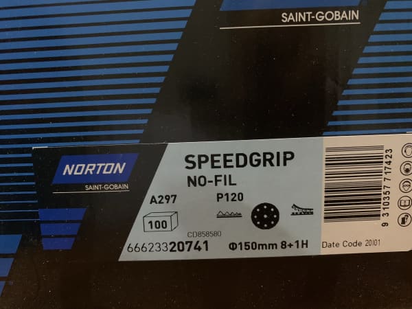 NORTON NO-FIL SPEEDGRIP DISC 150MM 8 HOLE 120G CD858580 - QWS - Welding Supply Solutions