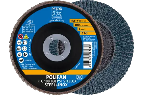 PFERD PFC 100MM Z60 FLAP DISC PSF STEELOX 69300661 - QWS - Welding Supply Solutions