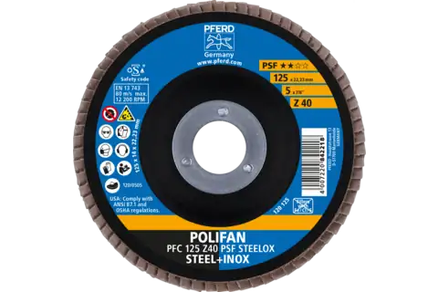 PFERD FLAP DISC 125MM 40G ZIRC 67764125 - QWS - Welding Supply Solutions