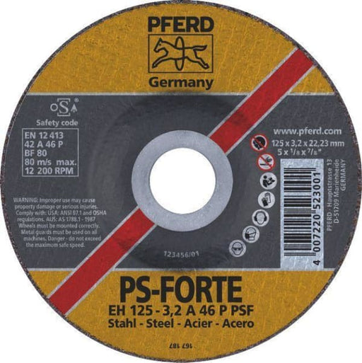 PFERD CUTTING DISC 125X3.2 A46 D/C RAISED HUB - QWS - Welding Supply Solutions