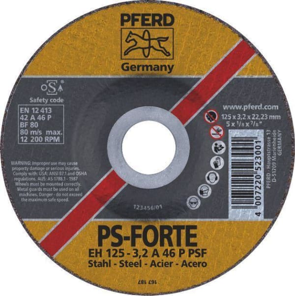 PFERD CUTTING DISC 125X3.2 A46 D/C RAISED HUB - QWS - Welding Supply Solutions