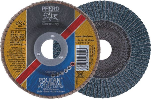 PFERD FLAP DISC 115MM 120G ZIRC - QWS - Welding Supply Solutions
