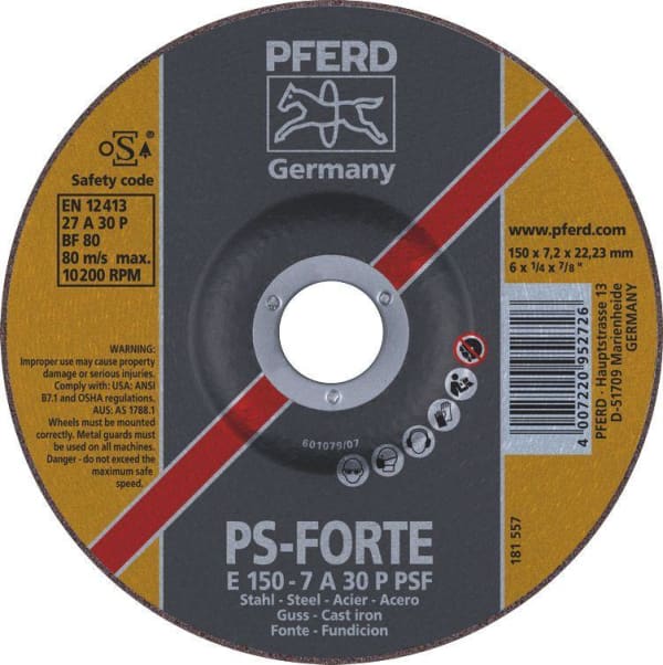 PFERD GRINDING DISC 150X7.2X22 GP - QWS - Welding Supply Solutions