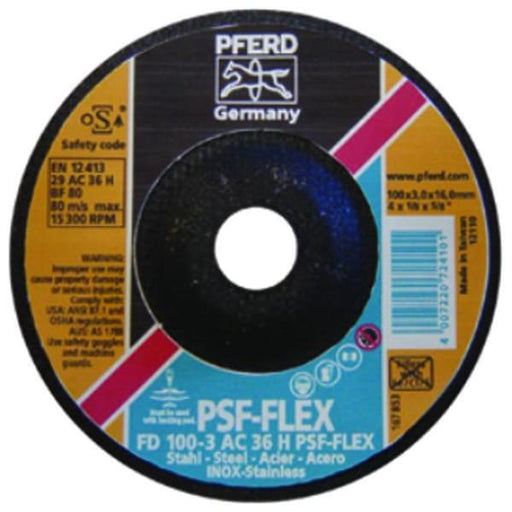 PFERD PSF FLEXIBLE AC 46H DISC 125MM X 3.0 X 22.2MM ST/INOX - QWS - Welding Supply Solutions