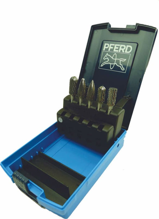 PFERD TUNGSTEN CARBIDE BURR TOUGH 5 PCE SET 1/4 SHANK - QWS - Welding Supply Solutions