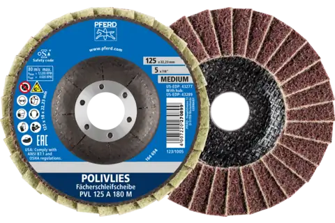 PFERD FLAP DISC SURFACE CONDITIONING MAROON MED 125MM - QWS - Welding Supply Solutions
