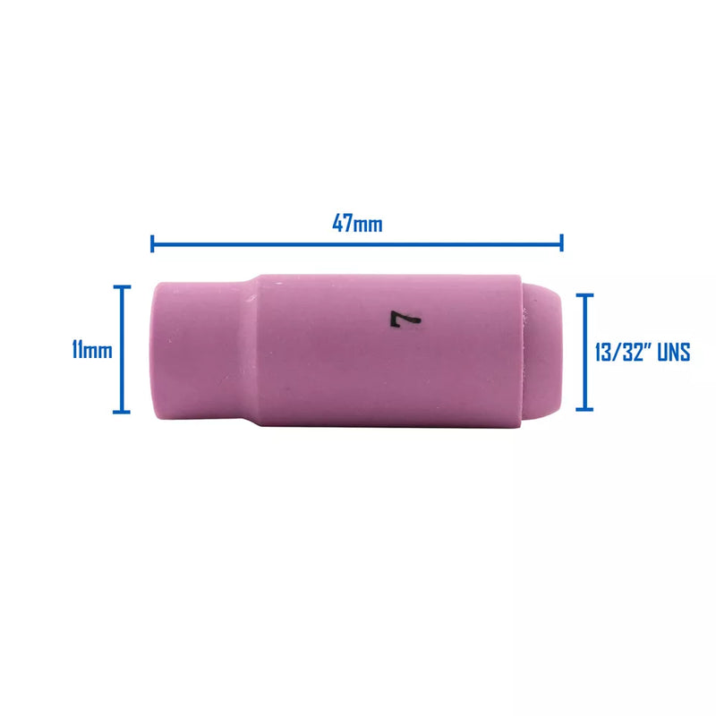 SR17/18/26 TIG CERAMIC NOZZLE #7 11MM (47MM LONG) - QWS - Welding Supply Solutions