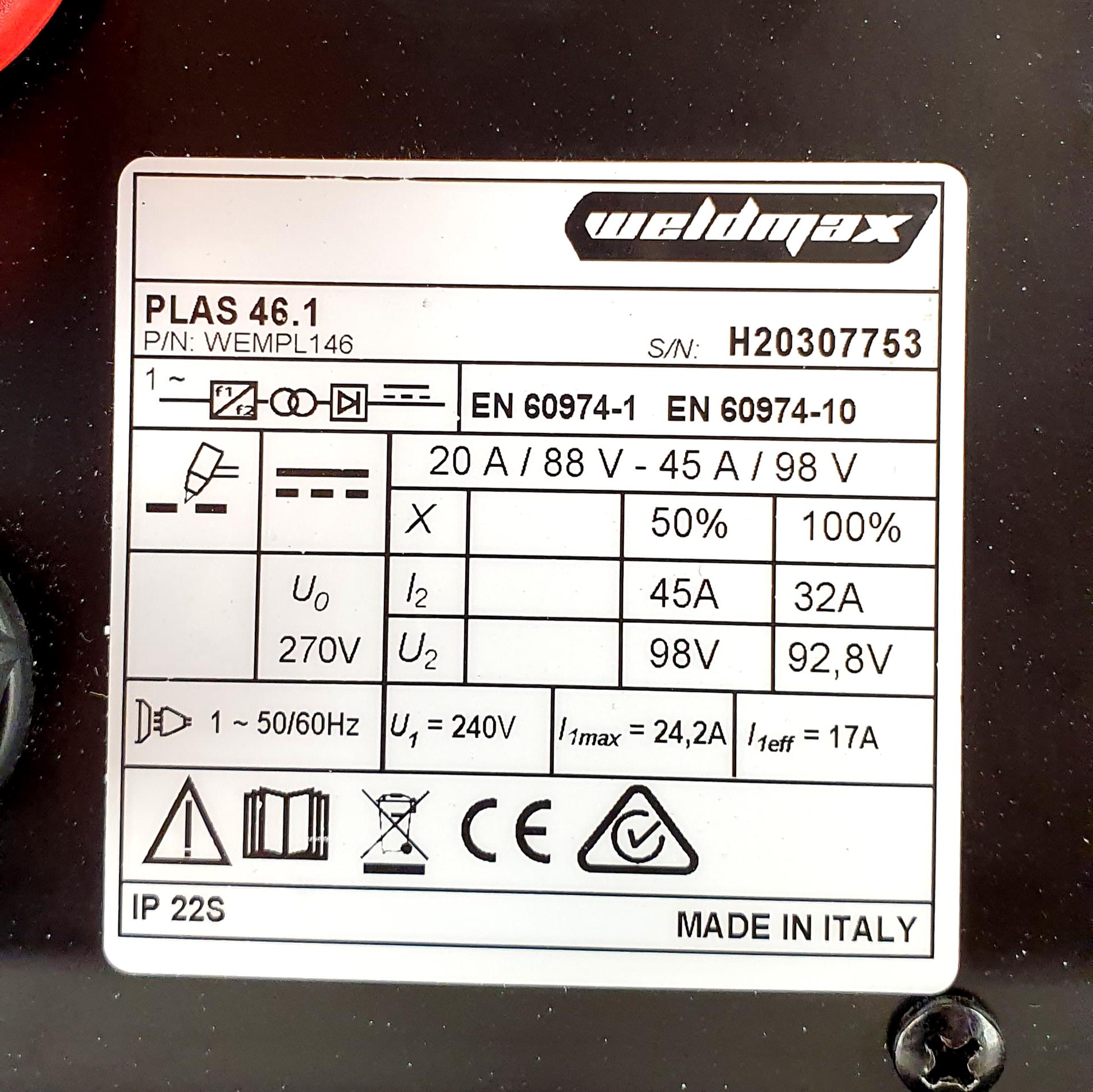 WELDMAX PLAS 106 - PLASMA 105A 415V WITH H105 TORCH (EP126) - QWS - Welding Supply Solutions