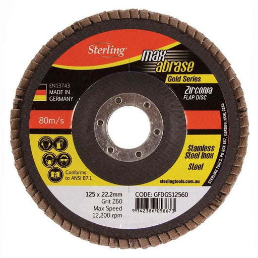 STERLING FLAP DISC 125MM 40G ZIRC - QWS - Welding Supply Solutions