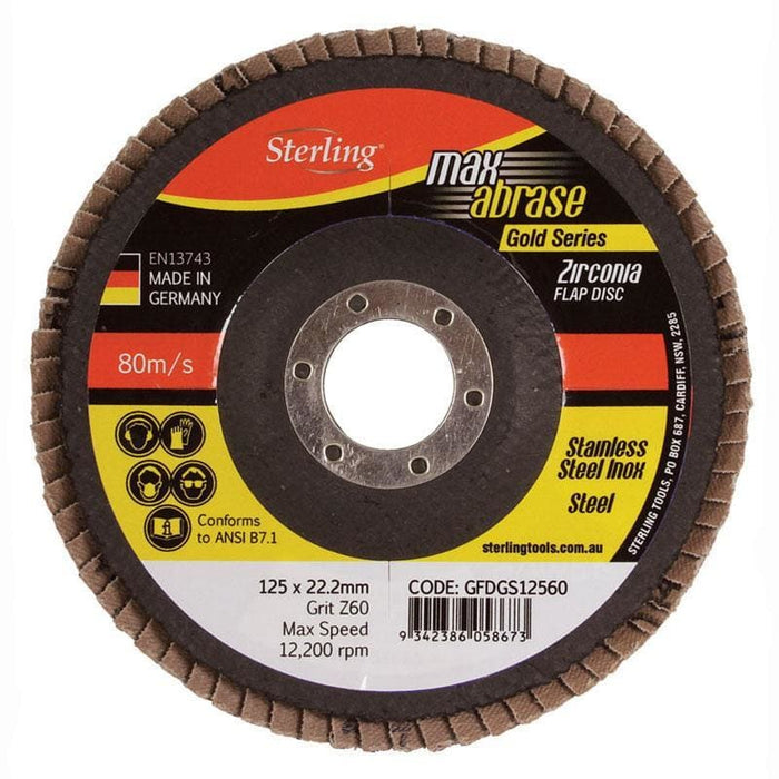 STERLING FLAP DISC 125MM 80G ZIRC - QWS - Welding Supply Solutions