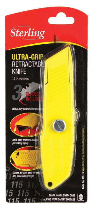 ULTRA GRIP RETRACTABLE YELLOW KNIFE - QWS - Welding Supply Solutions