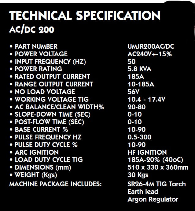 USED UNITIG 200 AC/DC TIG INVERTER - QWS - Welding Supply Solutions