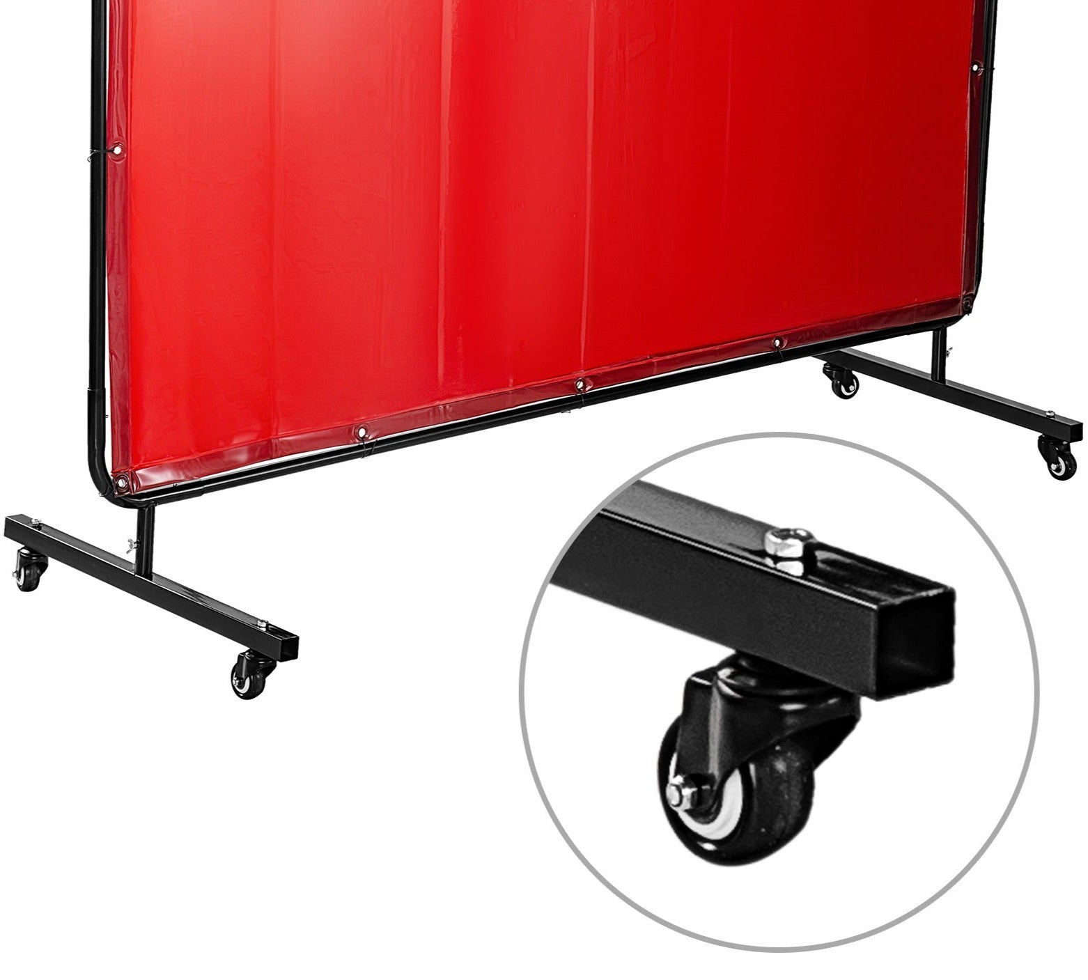 WELDING CURTAIN & FRAME WITH CASTORS 1.8 MTR X 1.8 MTR RED - QWS - Welding Supply Solutions