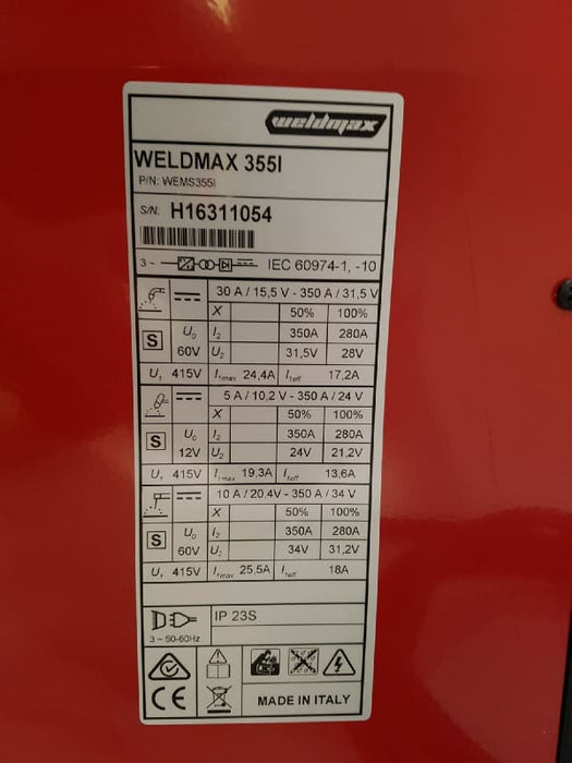 WELDMAX 355I COMPACT MULTI-PROCESS MIG INVERTER - QWS - Welding Supply Solutions