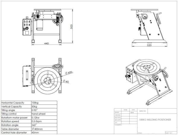 WELDMAX POSITIONER 100KG INC CONTROL BOX & FOOT PEDAL - QWS - Welding Supply Solutions