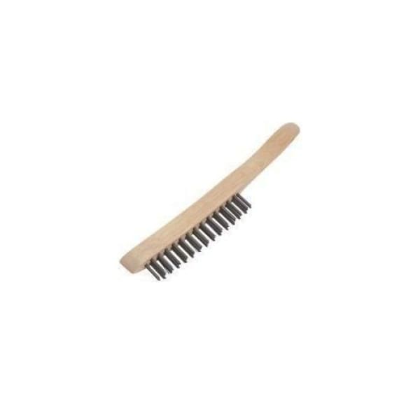 WOOD HAND-HELD WIRE BRUSH - STEEL 4 ROW - QWS - Welding Supply Solutions